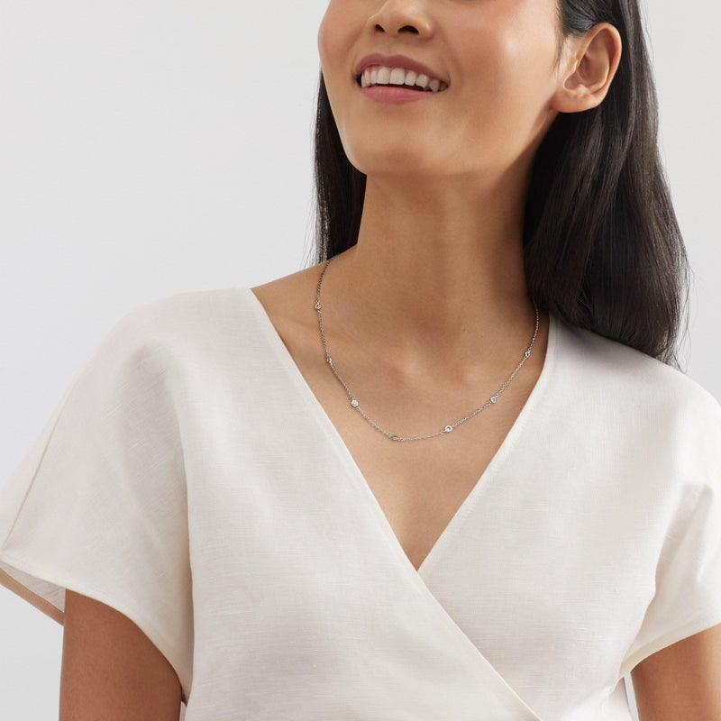 Silpada 'Allium' Circular Station Necklace with Cubic Zirconia in Sterling Silver, 16" + 2" - Image 4